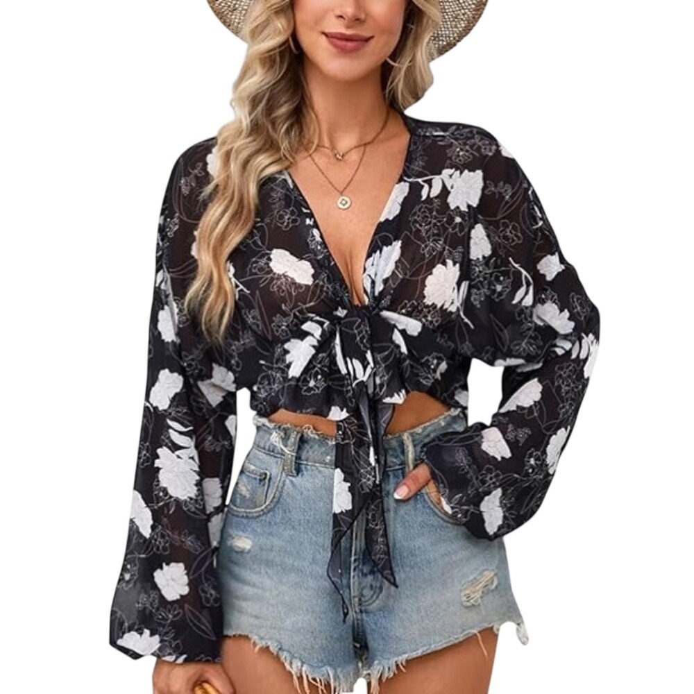 Lulus X Revolve‎ Perfect Black Cover Open Front Bell Sleeves NWT
